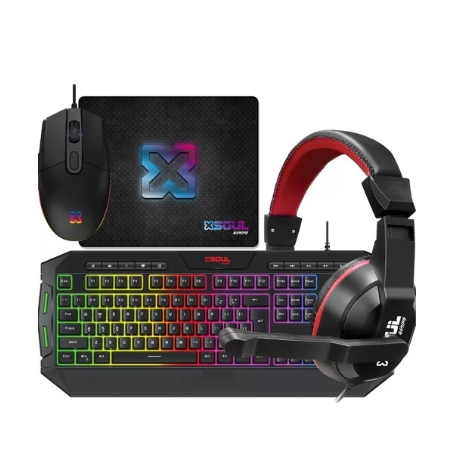 Kit Gamer SOUL 4 en 1 teclado/ auriculares/ mouse/mousepad